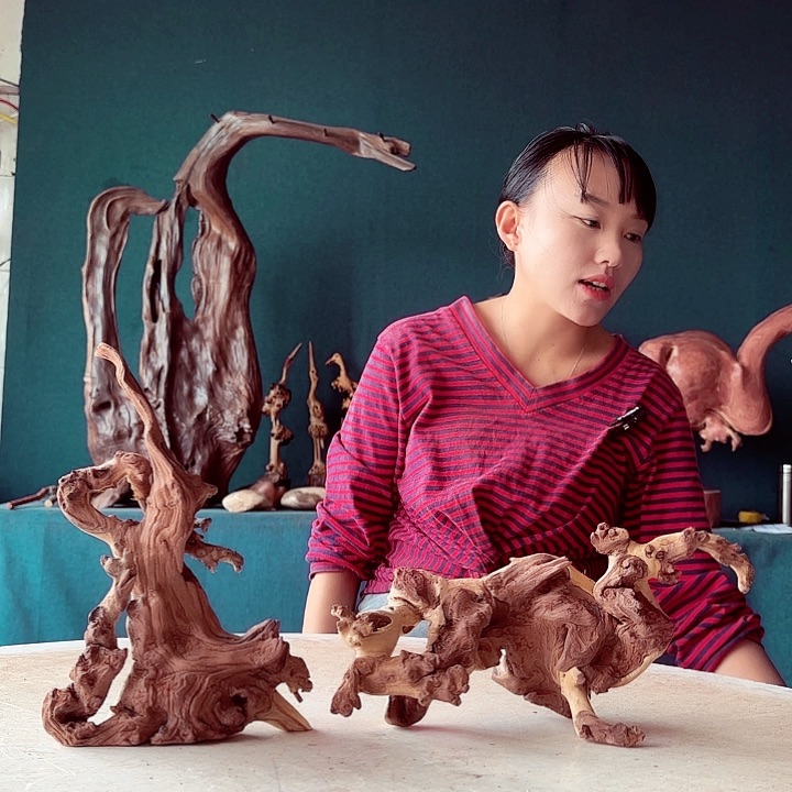 香榧木陈*885金丝红木羊蹄甲半成品到手2件