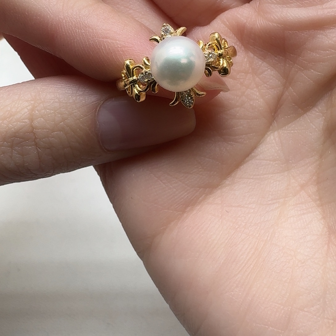 海水珍珠银S925镶嵌戒指