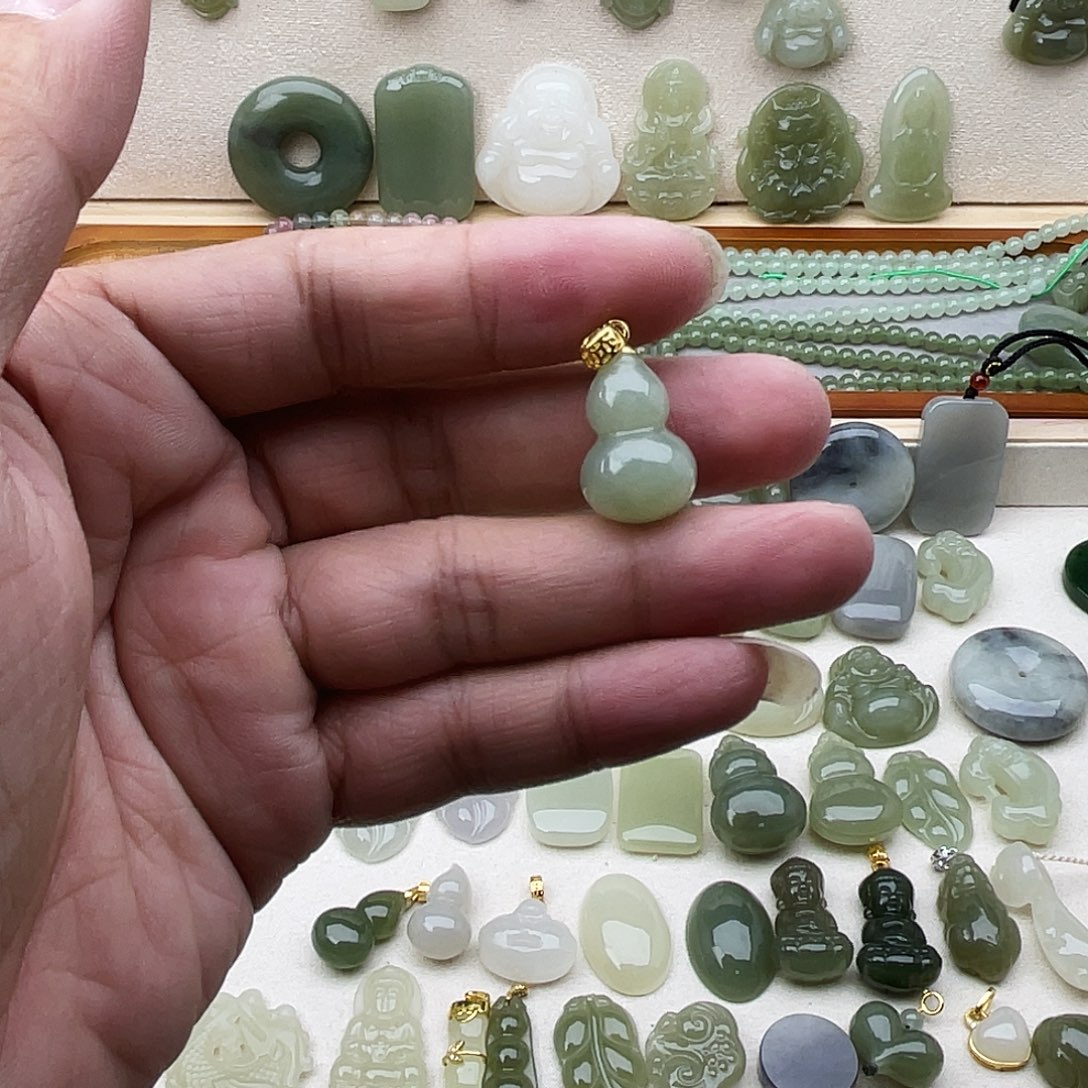 和田玉银S925镶嵌吊坠(不含链)