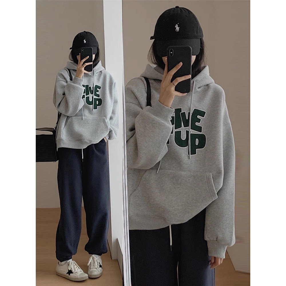 0174 加绒加厚连帽情侣装卫衣外套新款时尚洋气宽松上衣A7C1A8