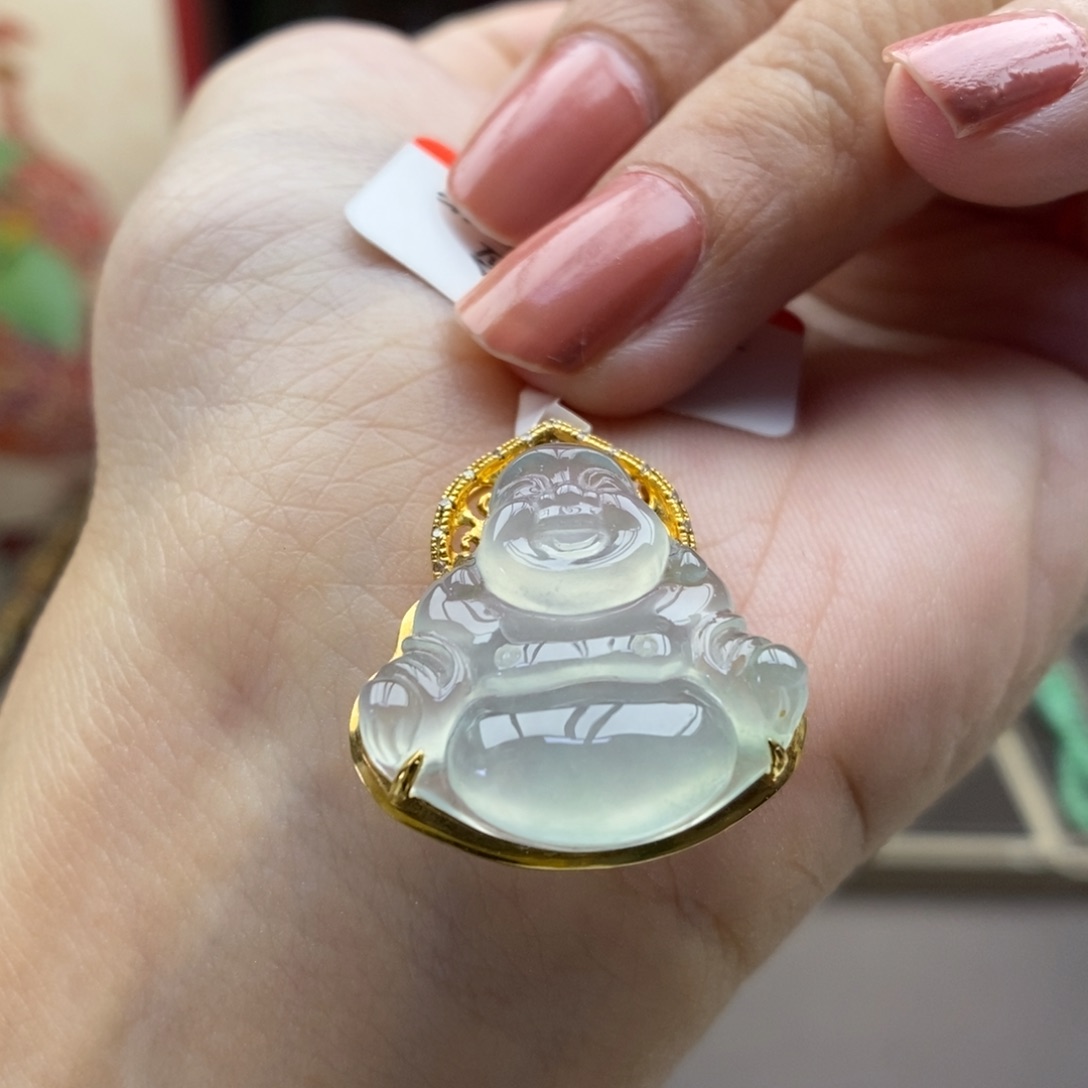 翡翠18K金镶嵌颈饰吊坠29