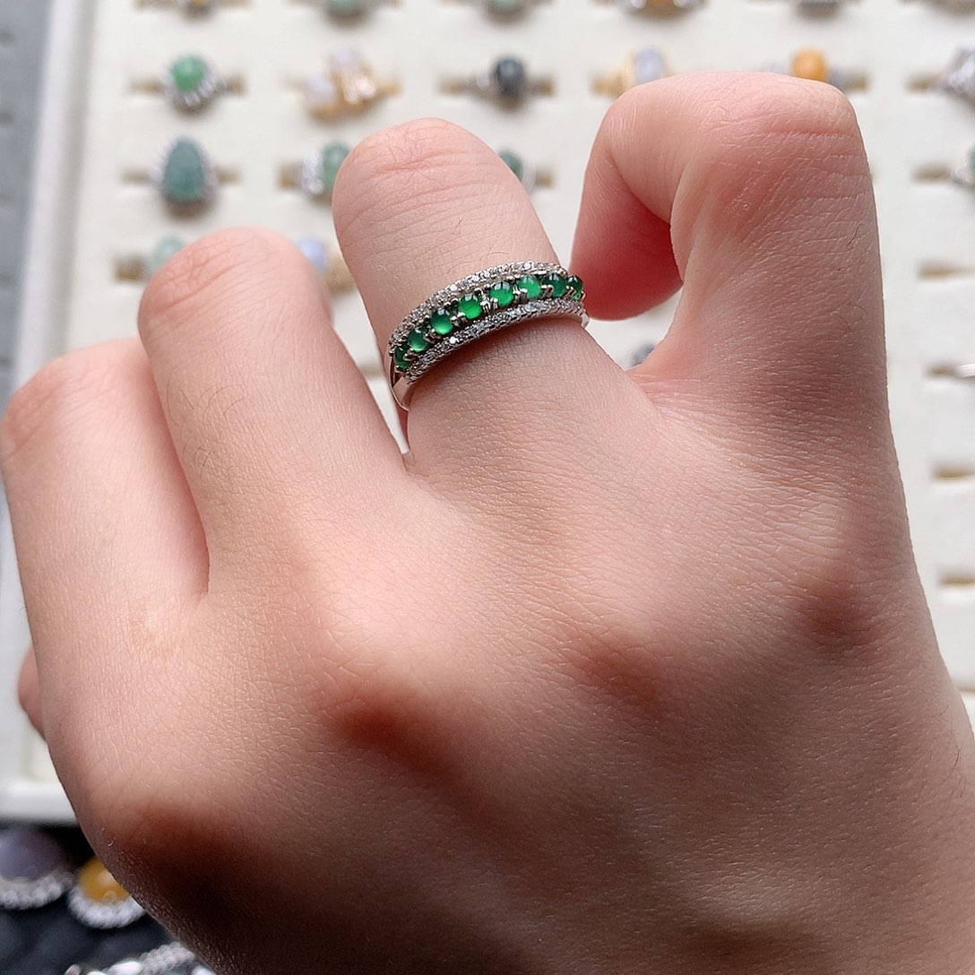 翡翠耳饰银S925镶嵌0127