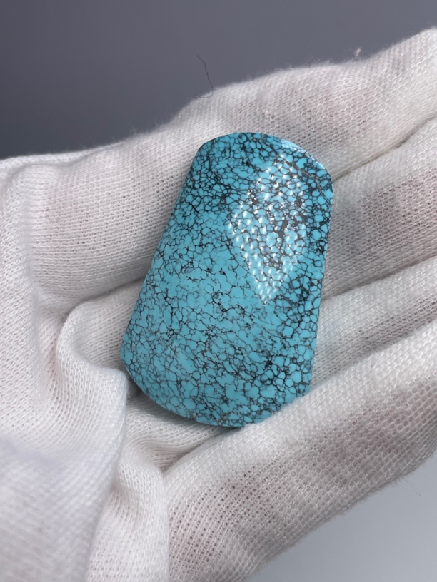 湖北原矿绿松石 高瓷高蓝平安无事牌40*26.6*10mm