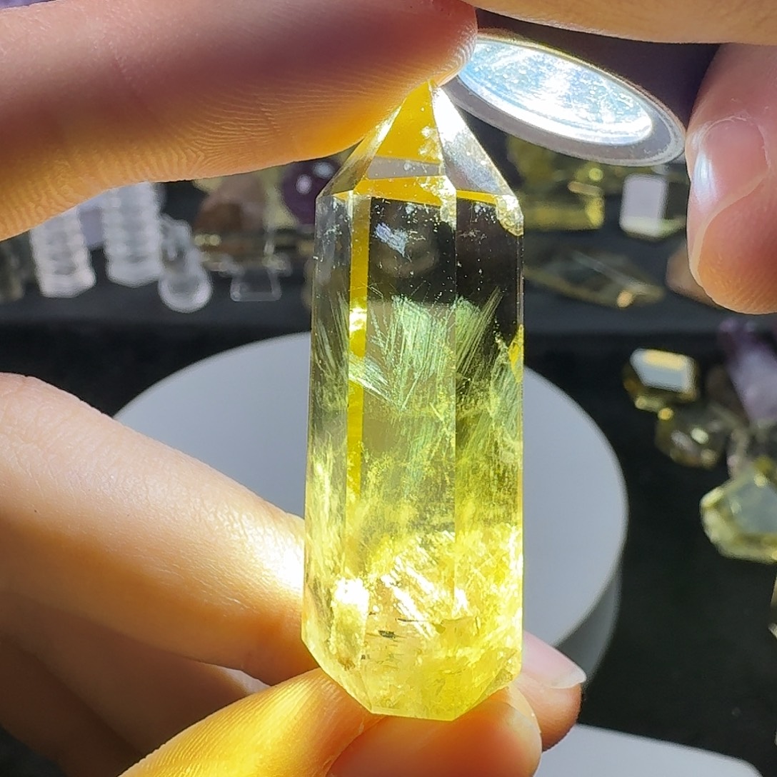 未镶嵌水晶珠宝半成品黄水晶蓝针