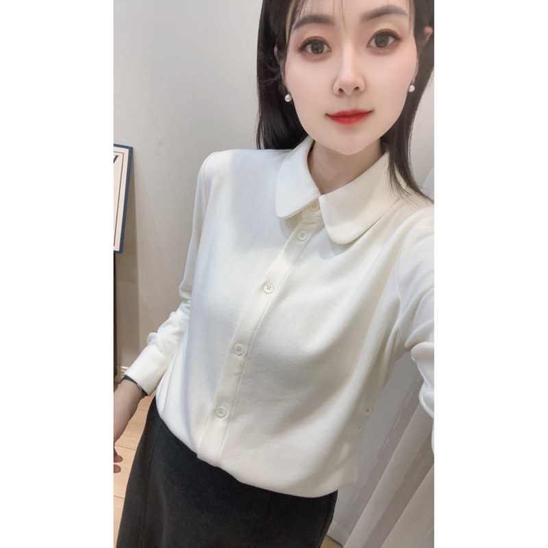 绒感面料翻领女士衬衣25290