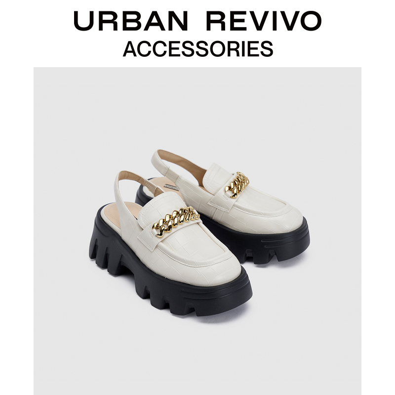 URBAN REVIVO2025夏季新款女士复古肌理感厚底空鞋UAWS50084