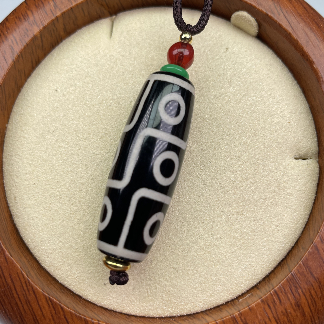 藏式黑白九眼玛瑙吊坠时尚百搭情侣款锁骨链