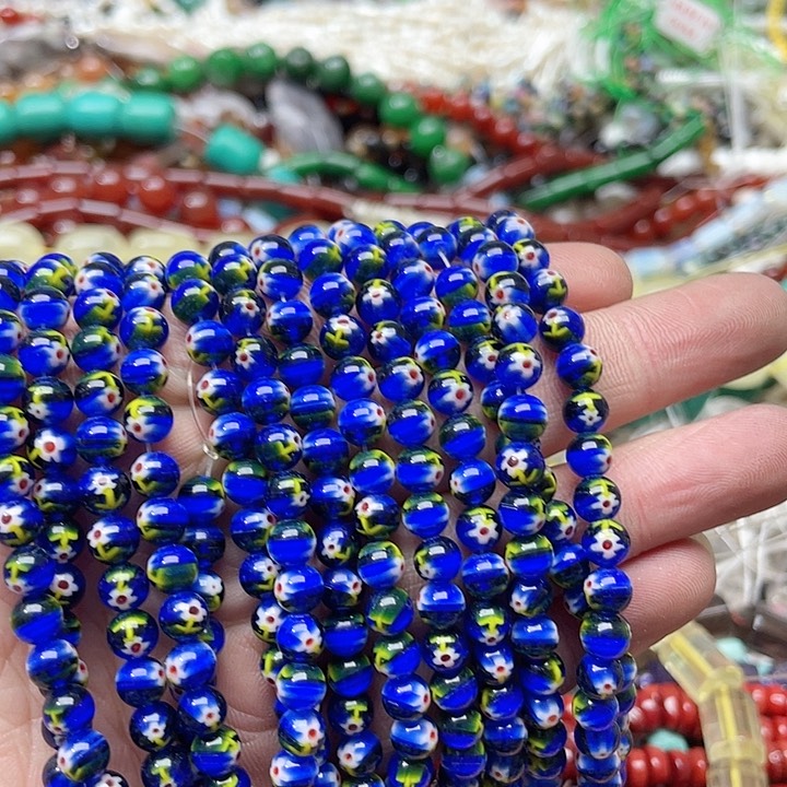 玛瑙/玉髓珠宝半成品合金2条6mm青金琉璃