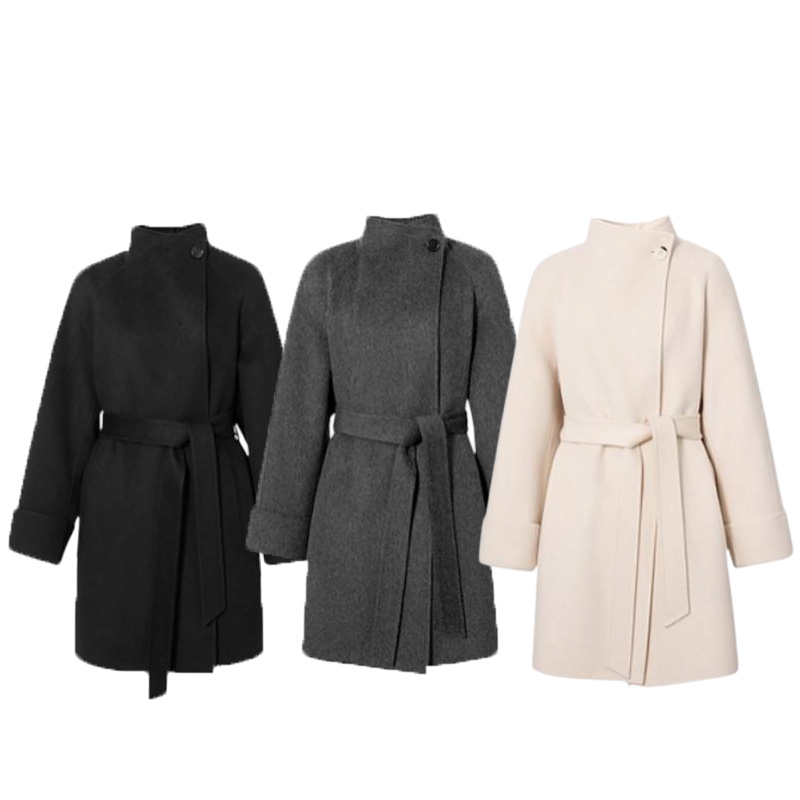 MM商场同款2025冬季新款时尚立领小个子中款双面呢大衣女0781