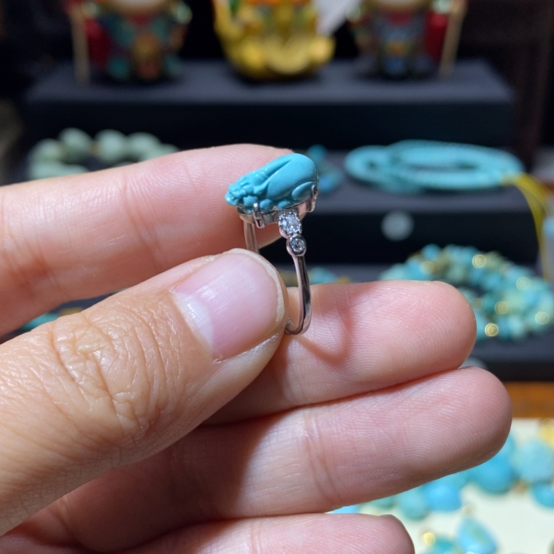 绿松石戒指银S925镶嵌