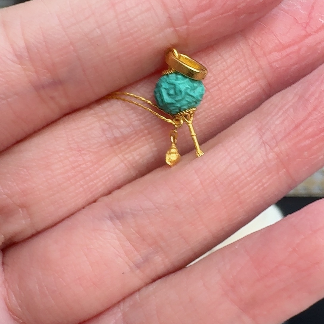 绿松石珠宝奇石18K金镶嵌