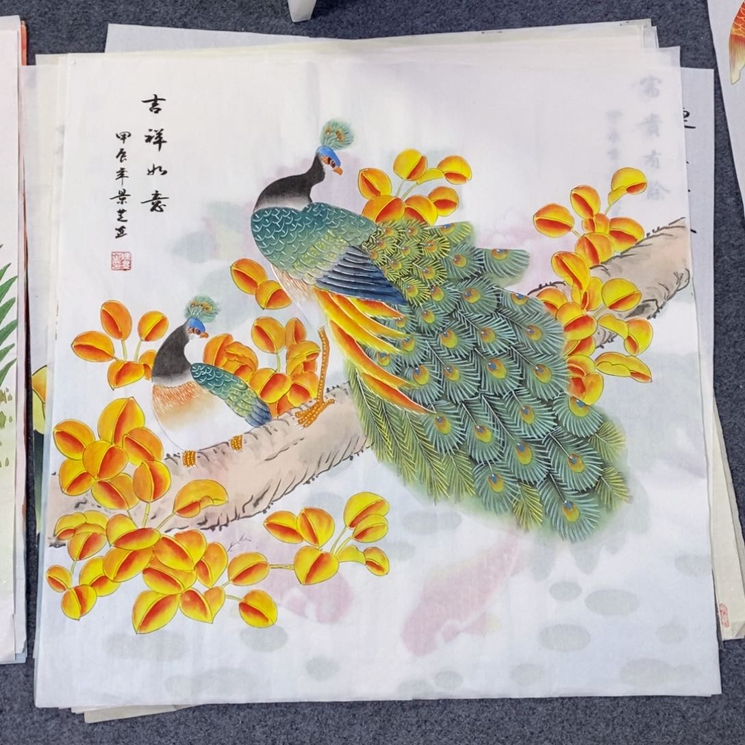 国画尺寸68✖️68工笔手绘斗方