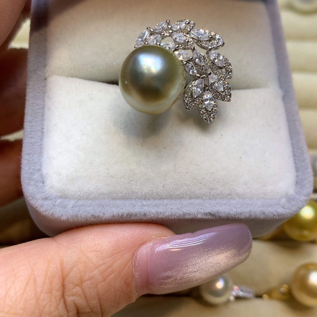 银S925镶嵌戒指海水珍珠