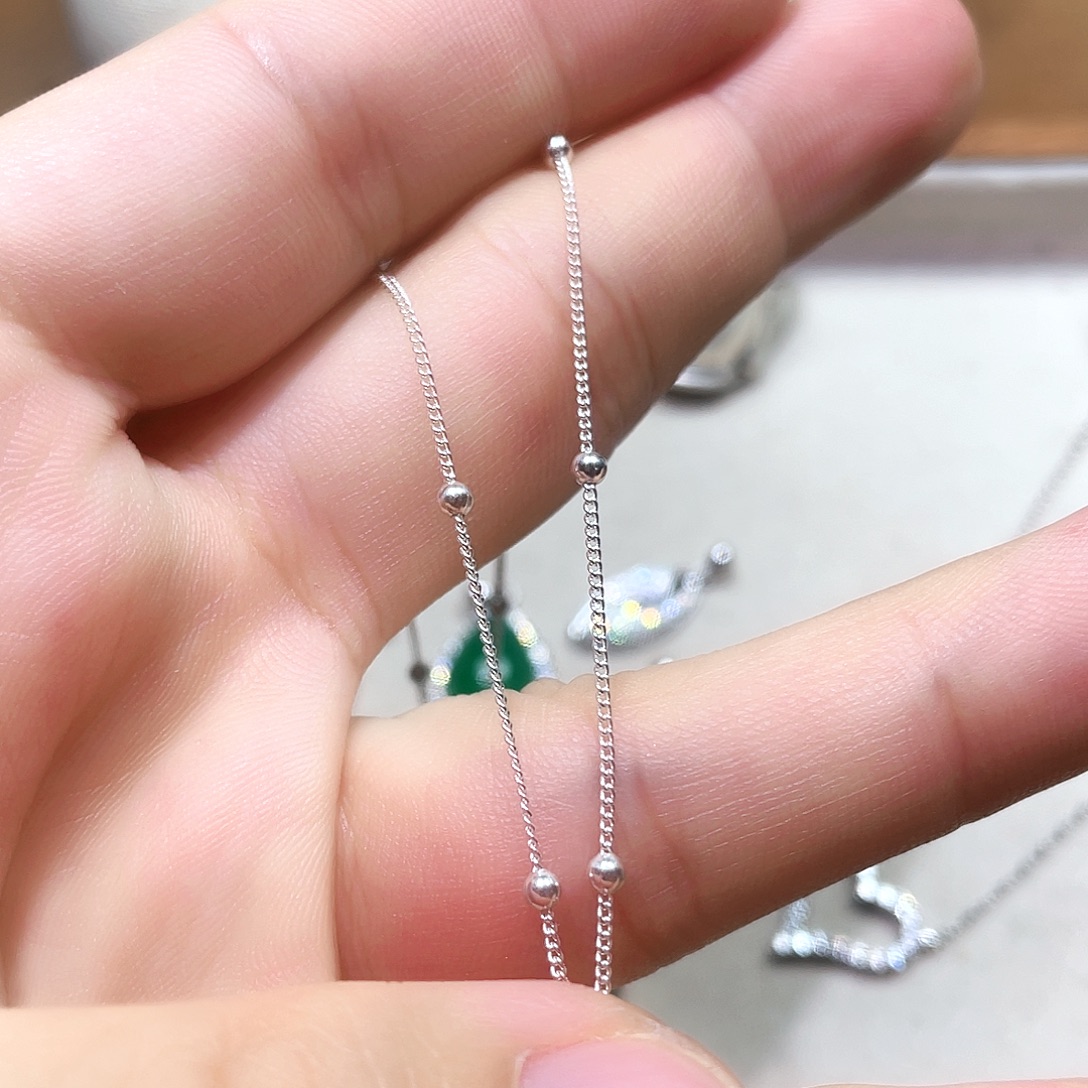 坠链均925银锆石珠珠牛仔