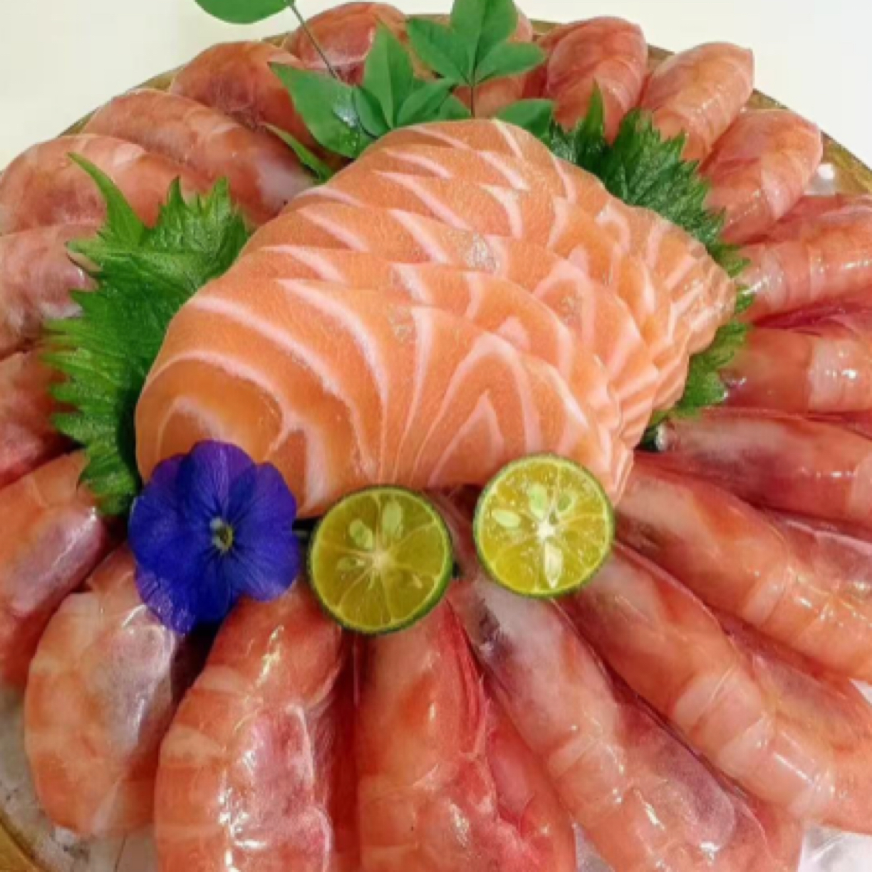 拼盘1:纯鲜挪威三文鱼半斤 超低温甜虾20只