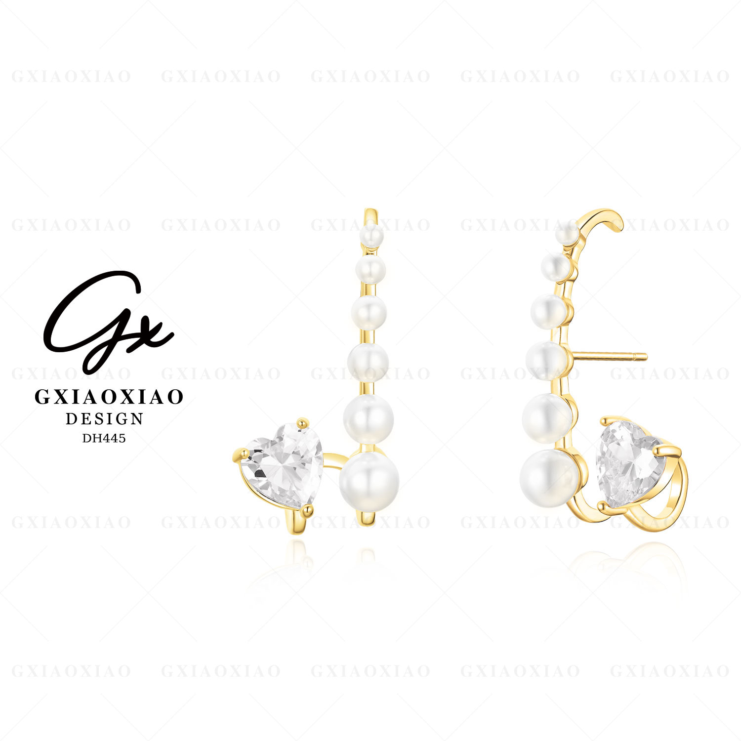 G XIAOXIAO 镀K金 质轻奢浪漫高级精致金色爱心耳环 DH445