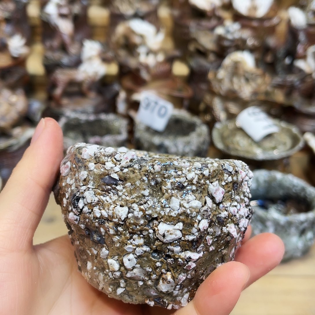 瓶柴烧石头手捏杯摆件漏水微瑕