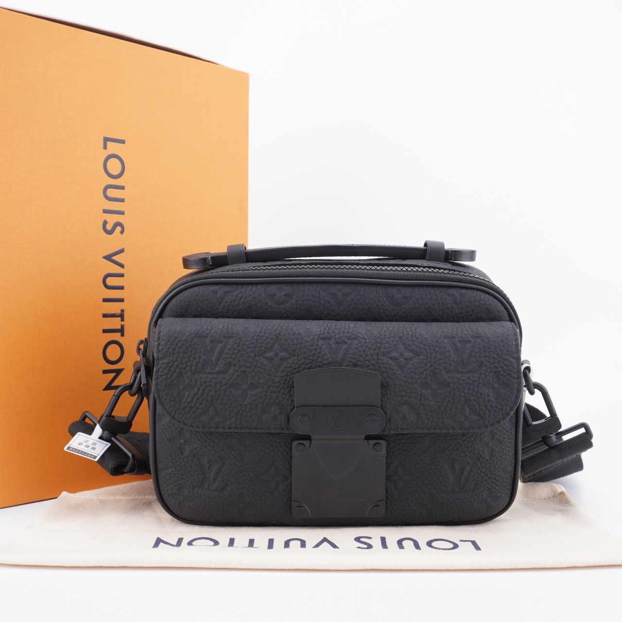 全新未使用 LV 闲置S-Lock经典老花压纹牛皮革邮差包24/18/9 F457