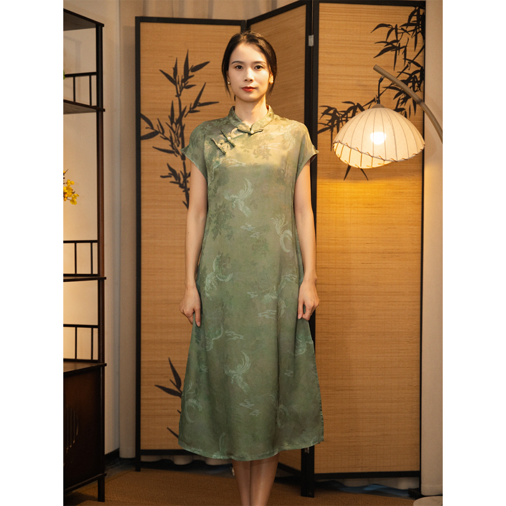 【玉壶】新中式油皮老料夏季立领女装改良旗袍连衣裙