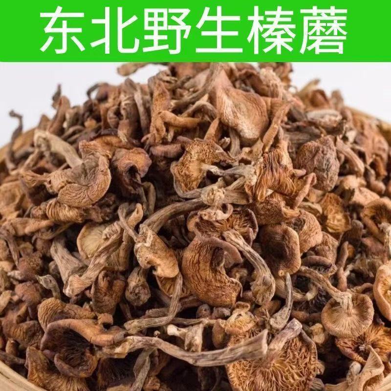 野生榛蘑，干蘑菇丁。自然晾晒