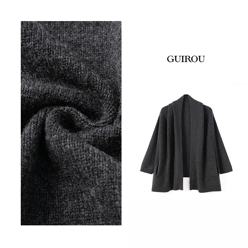 重磅【100%绵羊毛】秋冬女保暖披肩上下两穿加厚纯羊毛针织开衫8337