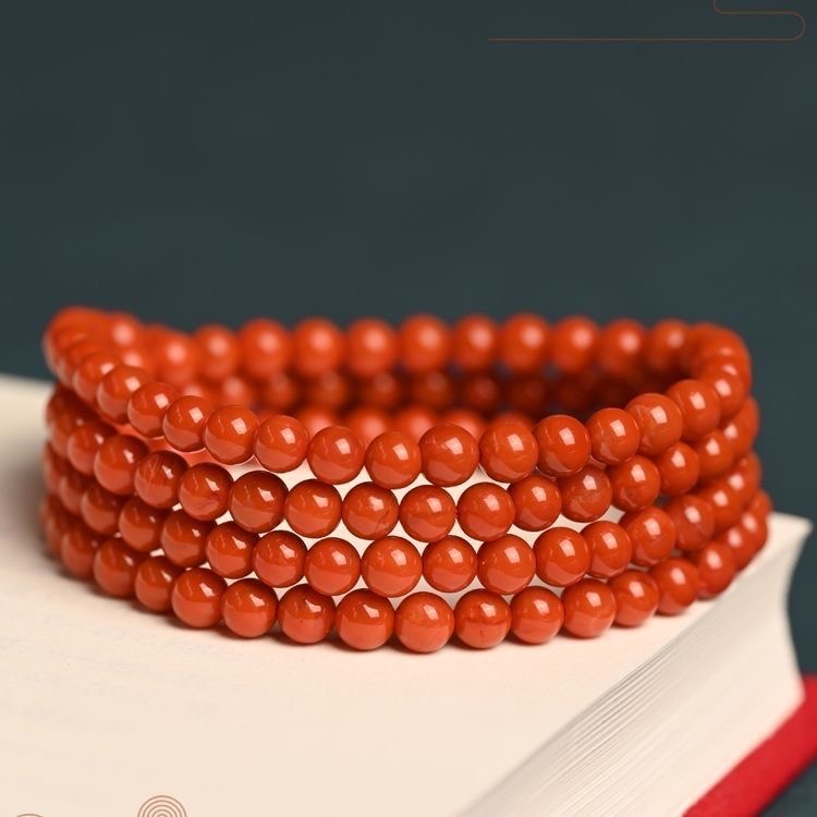  天然瓦西柿子红圆珠108 长链玛瑙配件多样性发其一