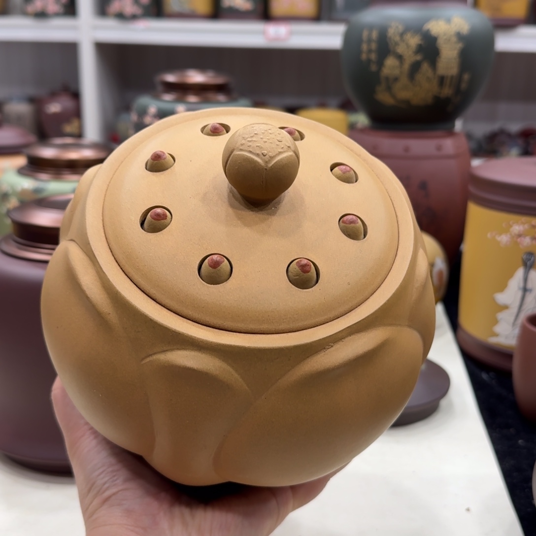 紫砂茶叶罐黄好运连连