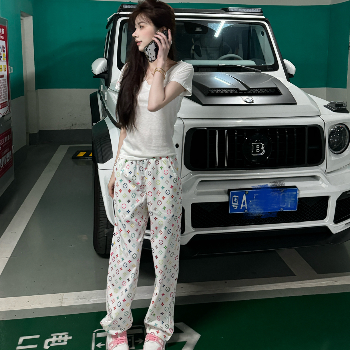 【Meng服饰】夏季老钱风设计感显瘦束脚裤洋气休闲慵懒感长裤+短袖