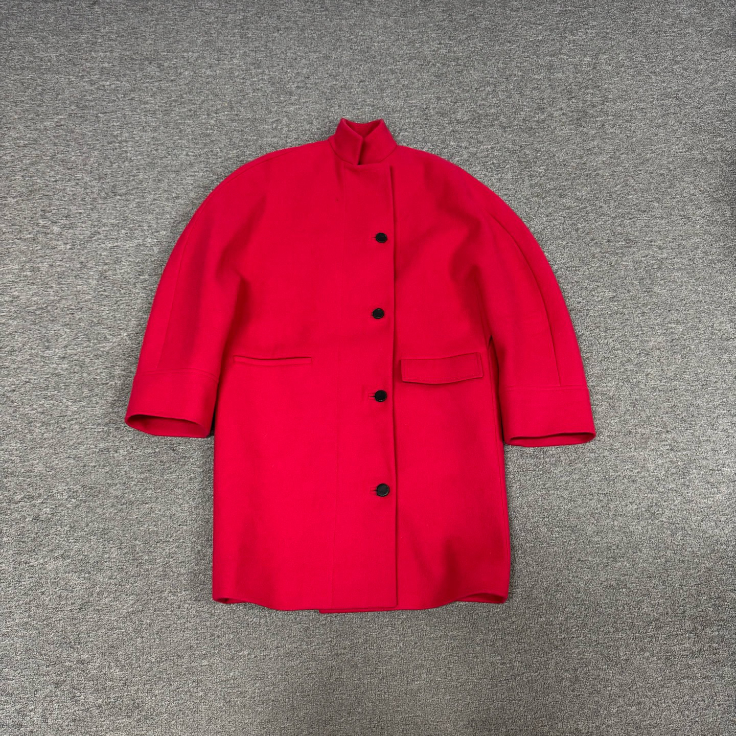 99新 AMIPARIS Balenciaga 巴黎世家 茧形 红色羊毛大衣 36码