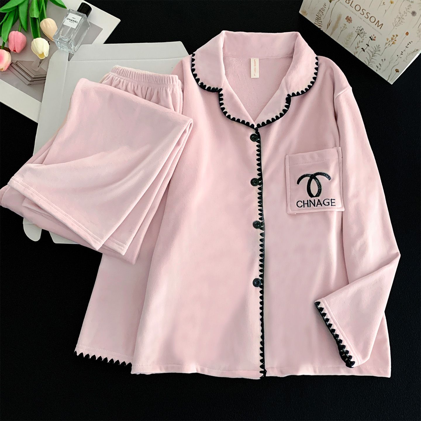 小香风睡衣女冬季新款海岛绒休闲舒适高颜值公主风家居服套装