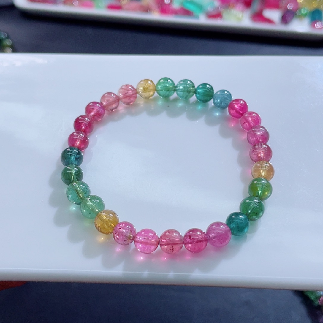 碧玺手链未镶嵌6.7mm左右