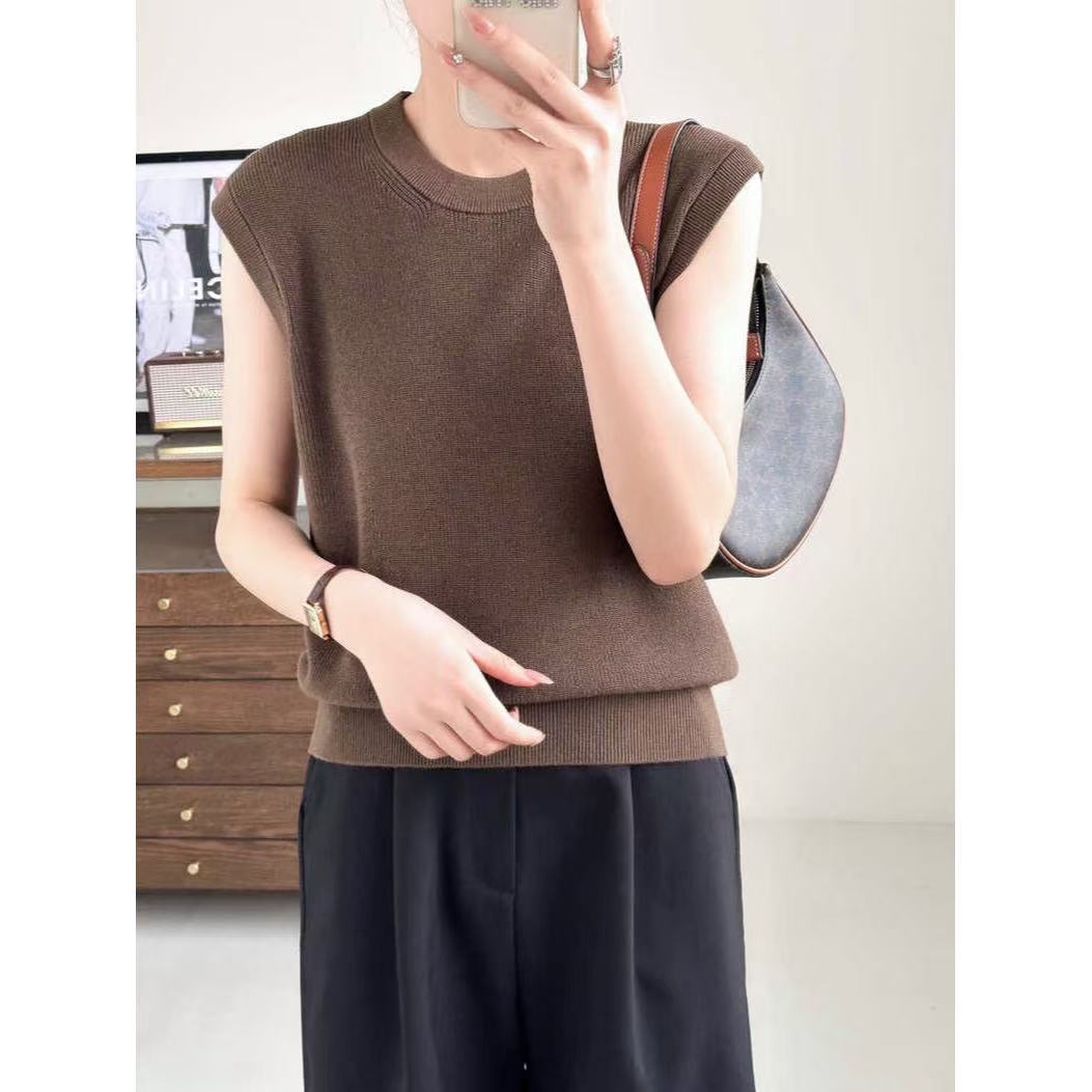 小静折扣~J383   圆领无袖坎肩叠穿针织背心 （衣长56（80-140斤）