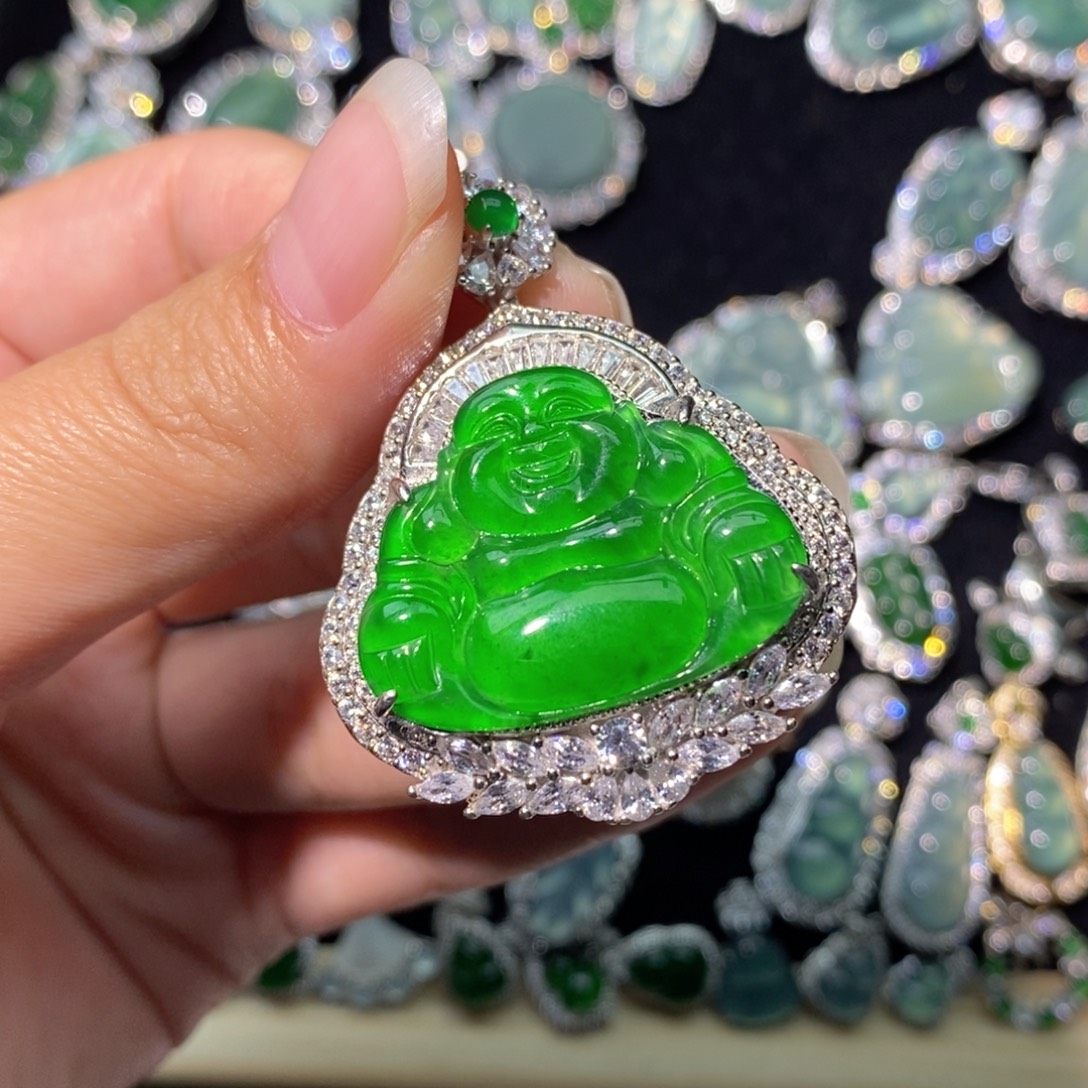 翡翠银S925镶嵌颈饰天然