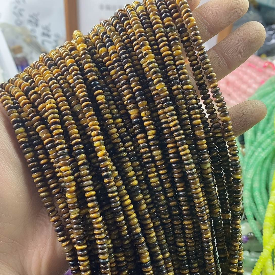 玛瑙/玉髓珠宝半成品未镶嵌一条天然2×4黄虎石隔片