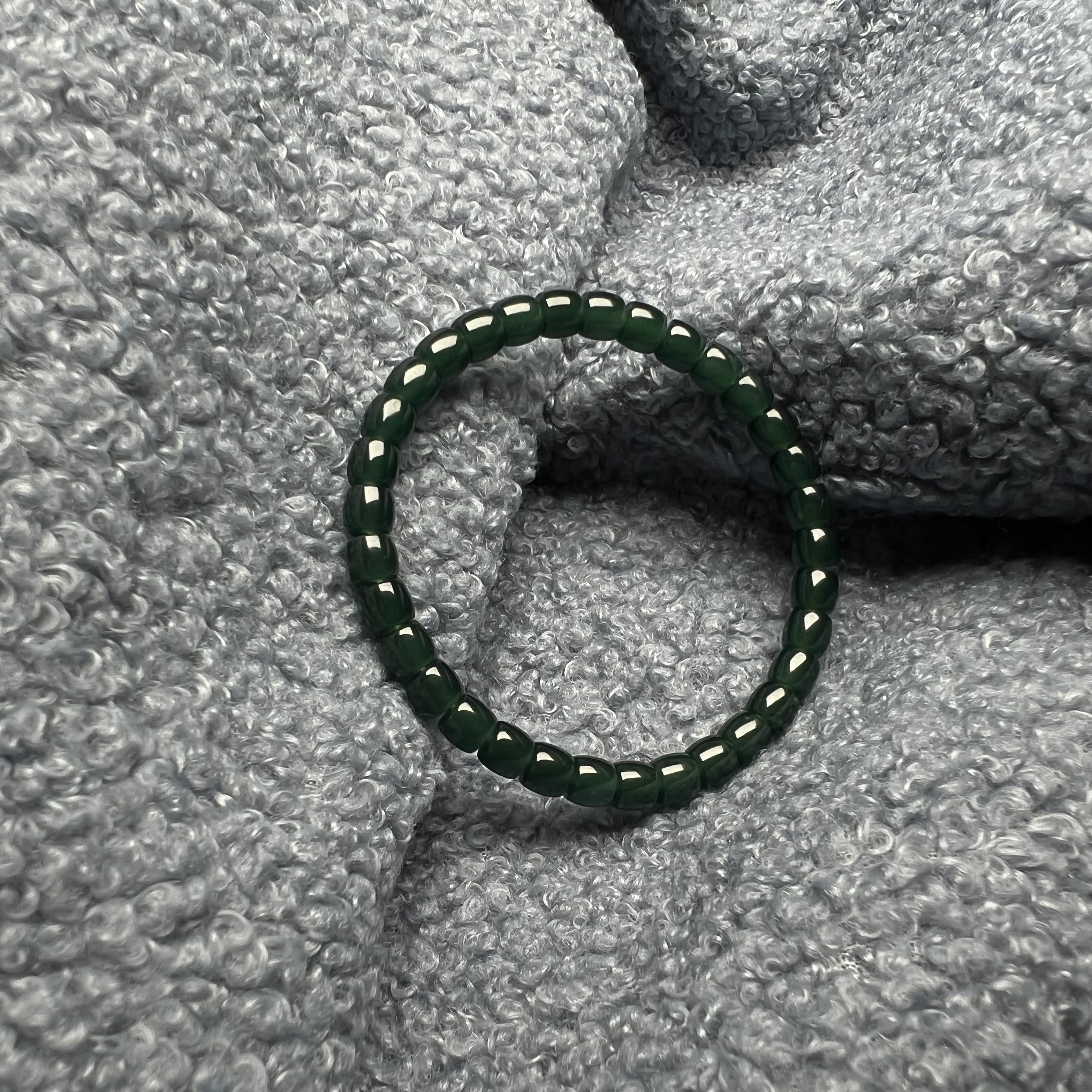 【玖仰文玩】危料翡翠直切手串6.1*5.4mm JY015单圈绿色时尚素圈