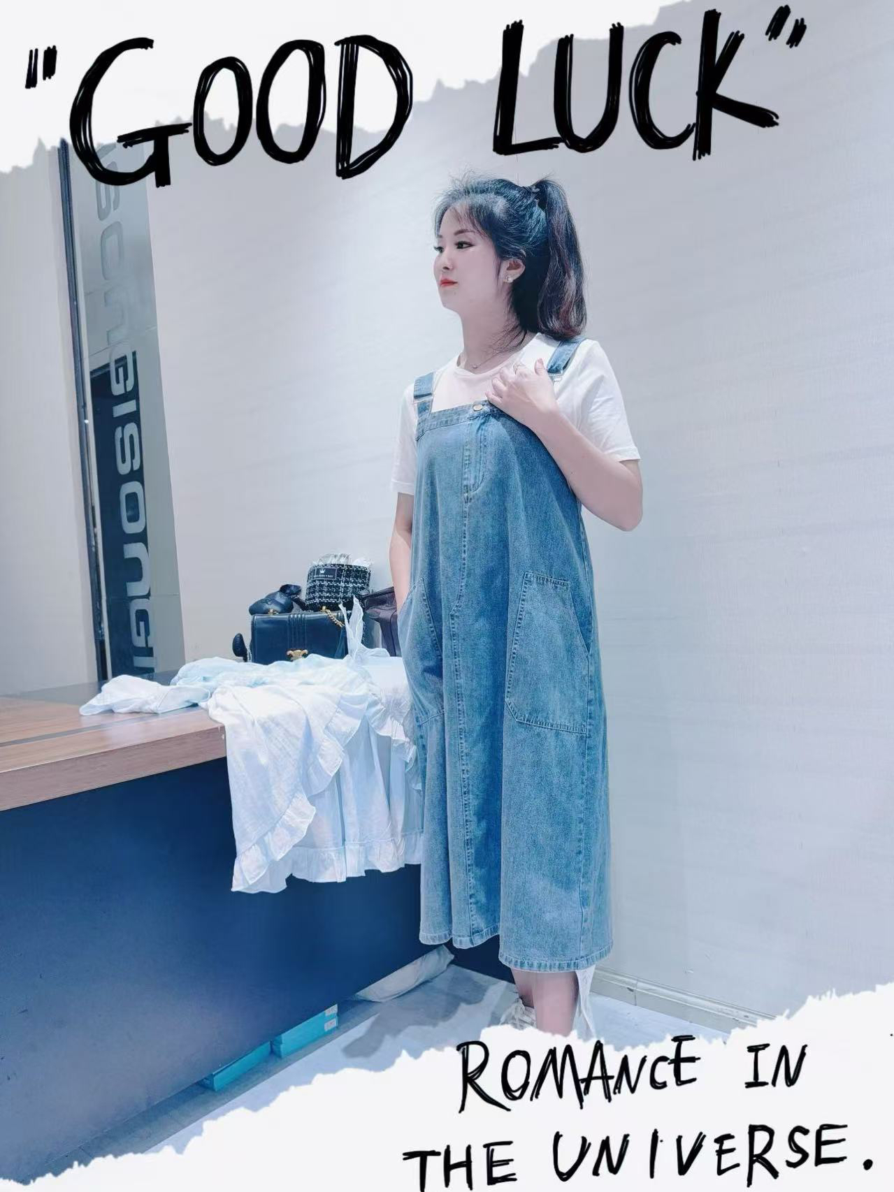 高品质软牛仔套装背带裙