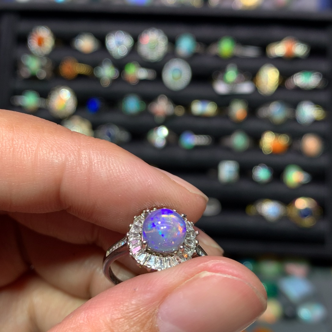 欧泊戒指款式银S925镶嵌月*啊