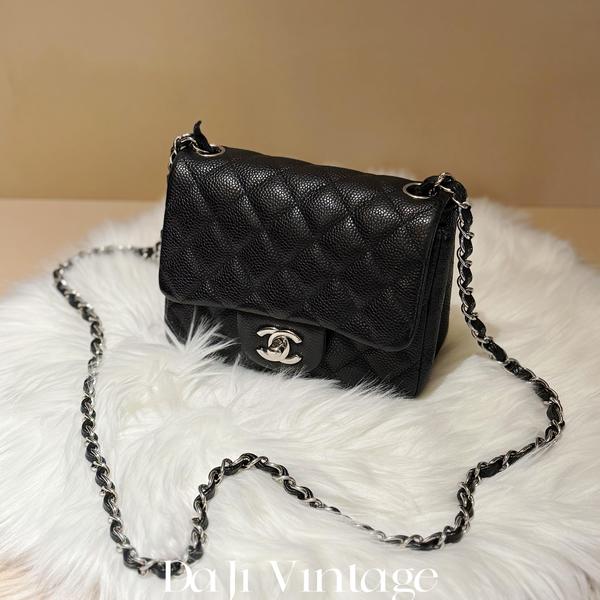 大吉中古/Chanel香奈儿黑银方胖子斜挎包