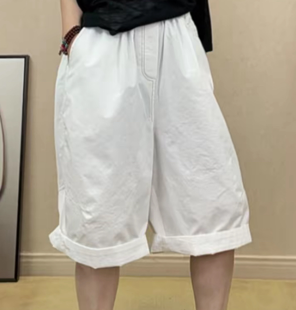 夏季韩版纯色短袖女薄款潮流休闲裤大码宽松短裤纯色百搭