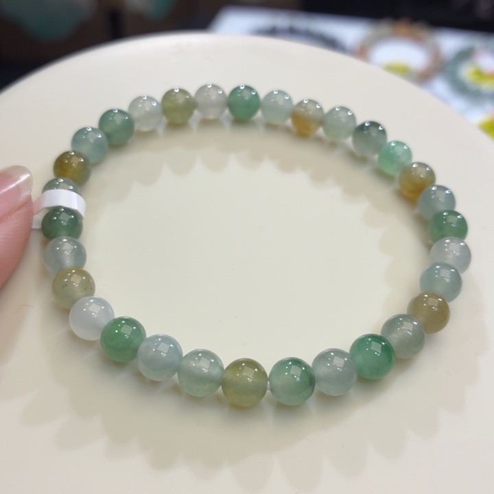 翡翠未镶嵌手链冰胶多宝卡6