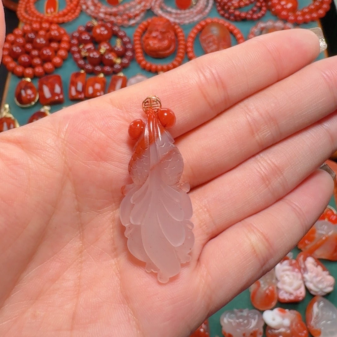 南红玛瑙南红18K金镶嵌