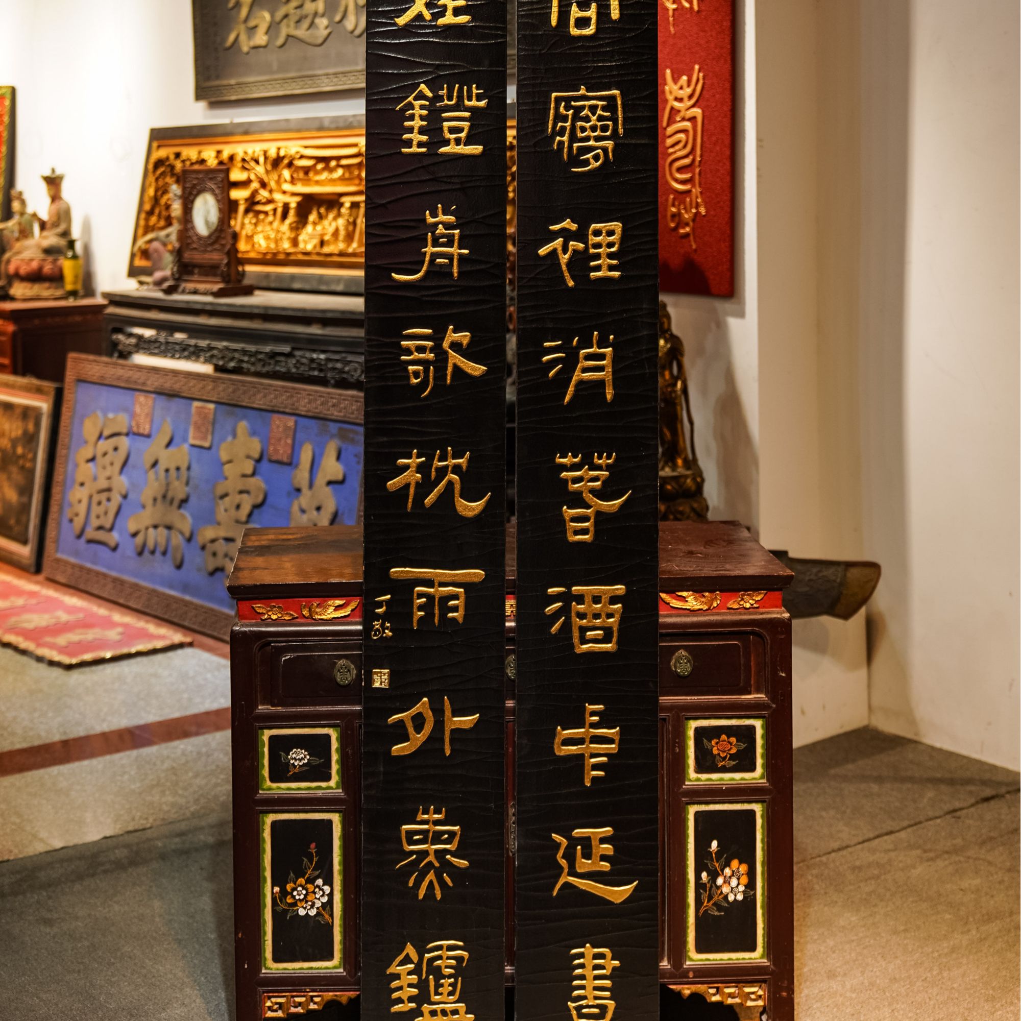 中式实木雕刻牌匾定制门头招牌匾额对联制作 向梦里销