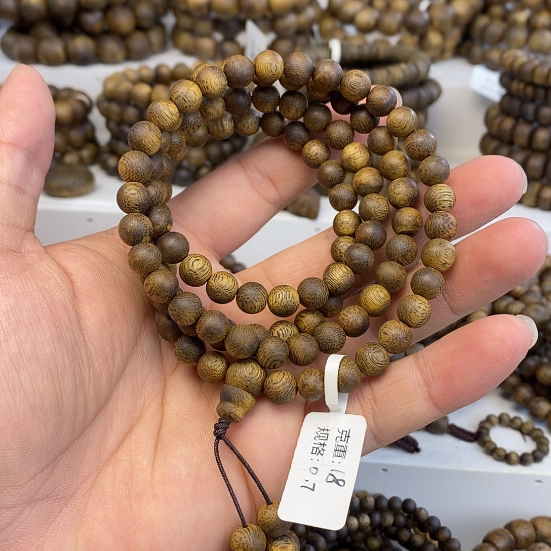 手串沉香奇楠沉香圆珠0.7多圈18.1克