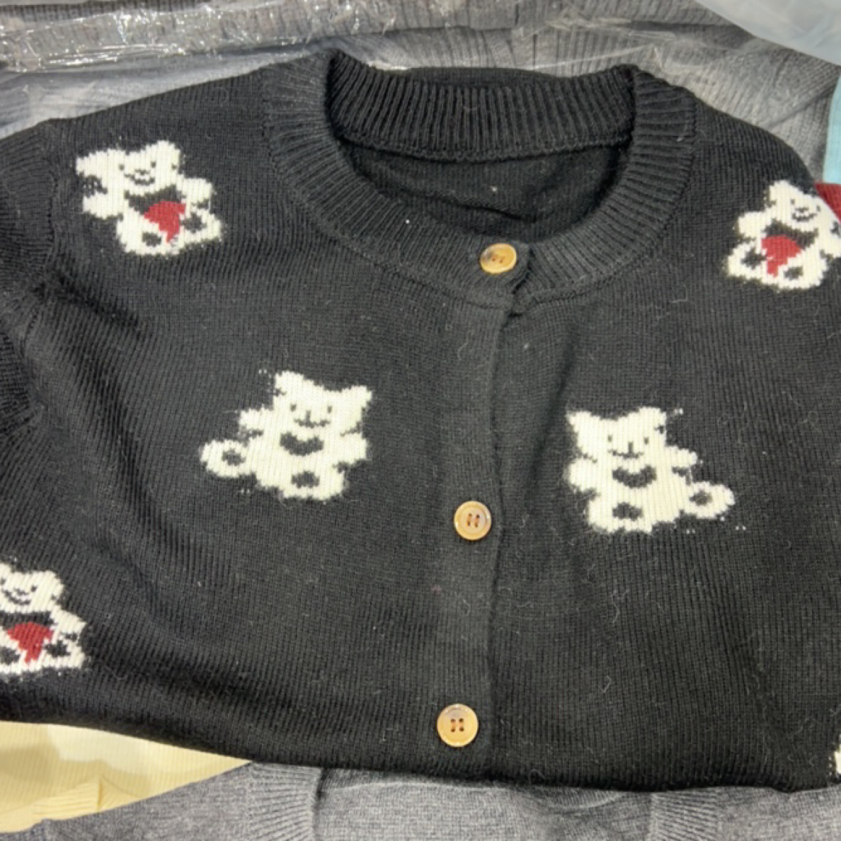 休闲风提花熊女长袖针织毛针织衫上衣圆领毛衫时尚