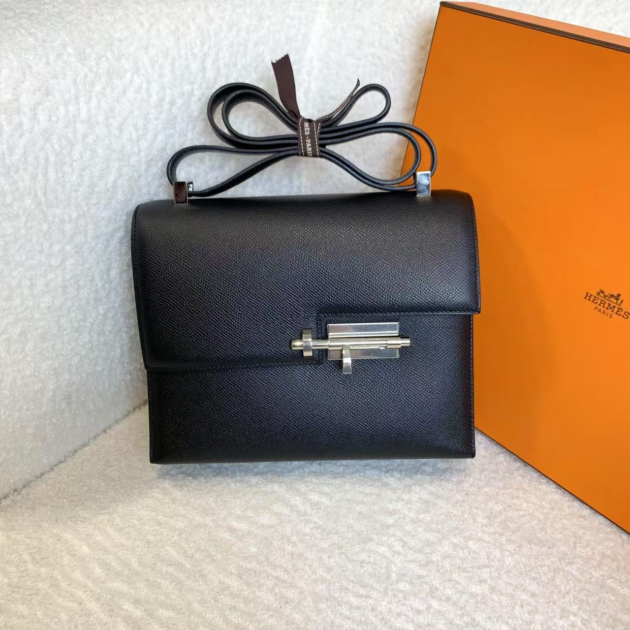 99新 Hermes/爱马仕 壹臻/c刻 黑银verrou插销包21/98404751