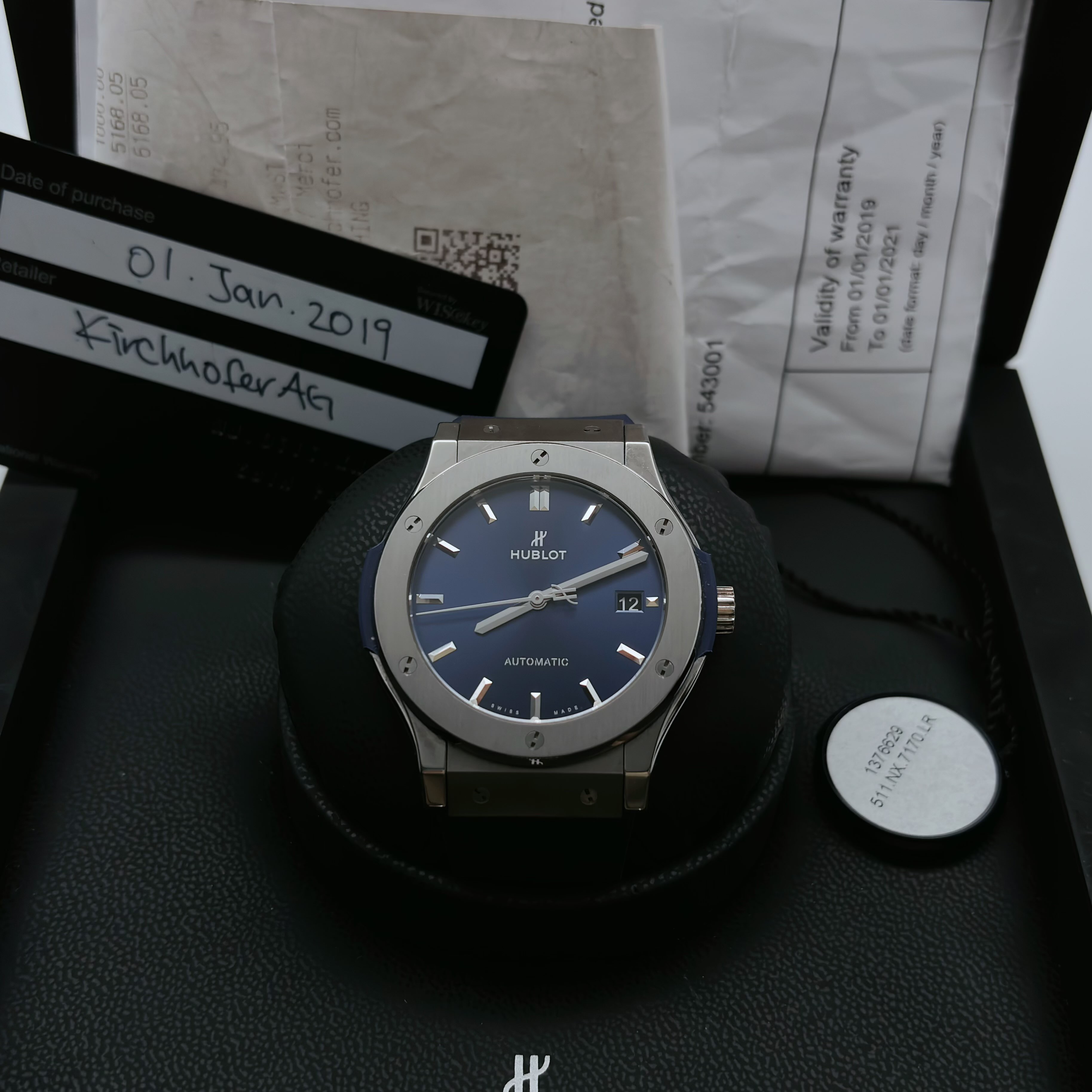 99新 Hublot/宇舶表 钛金属/自动机械/45MM/背透/公价60900