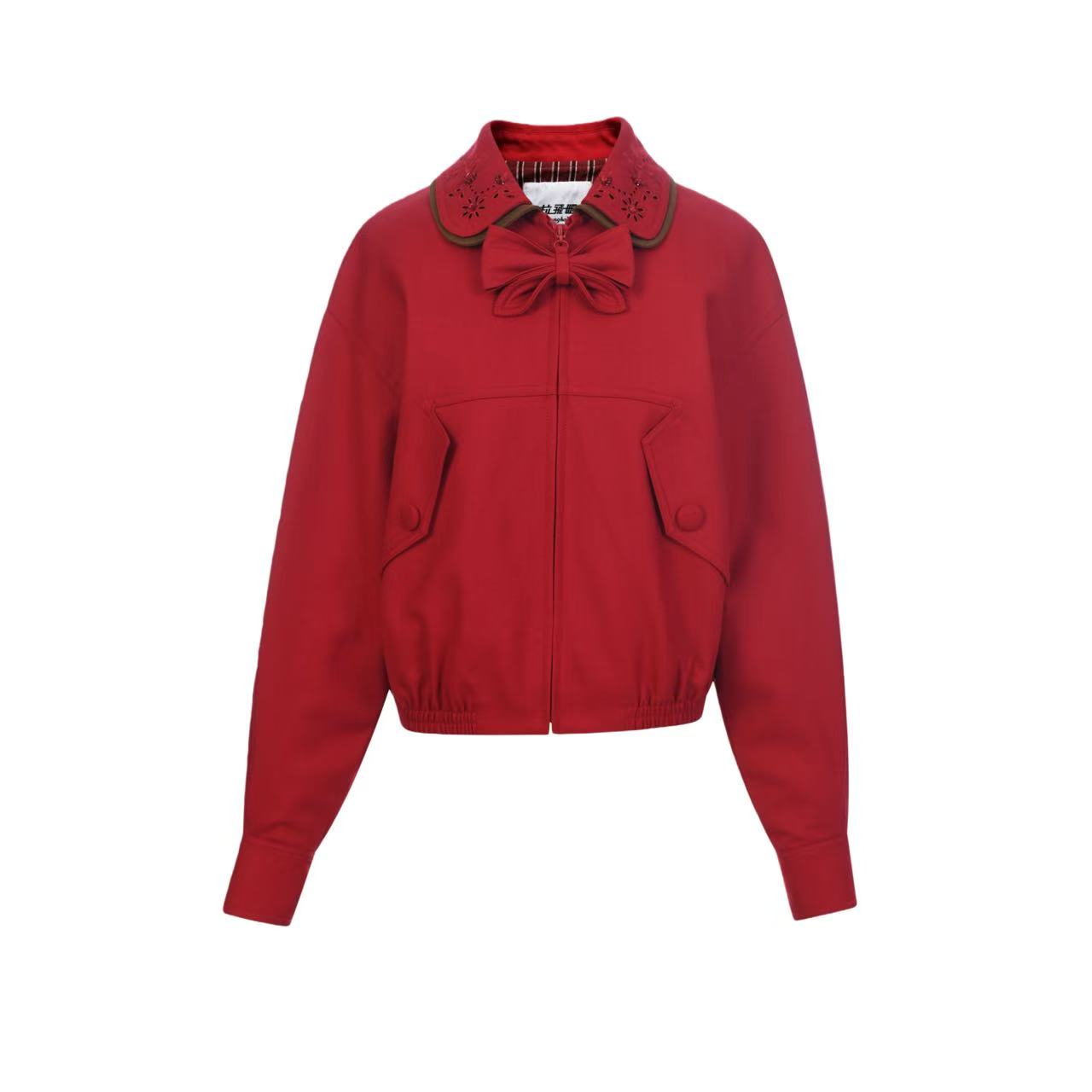 拉飞姆2026春 蝴蝶结挂饰绣花外套LF26C31SC034