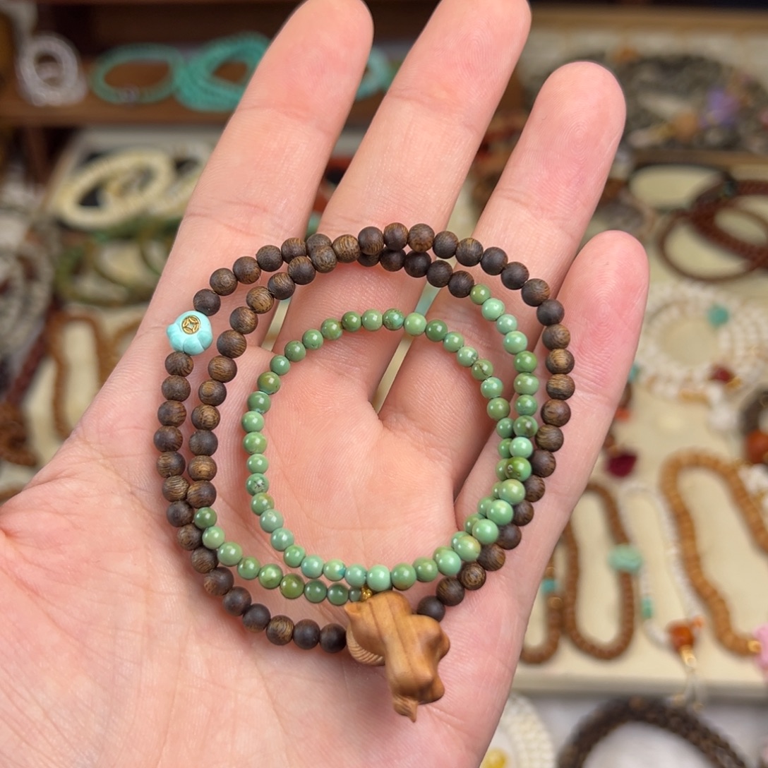 疯***6绿松石未镶嵌手链设计定制款双拼松石手链