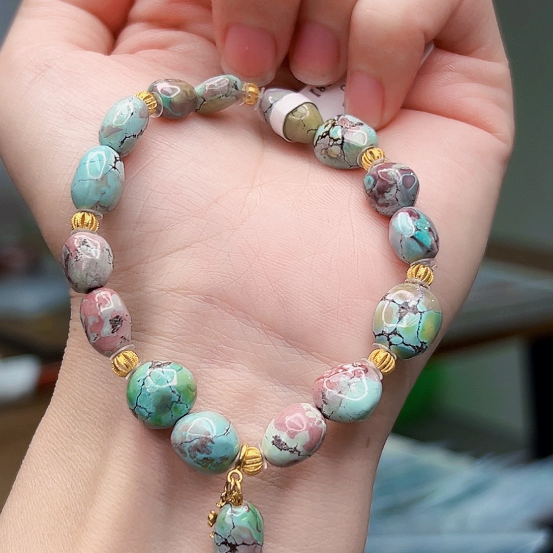 绿松石珠宝奇石18K金镶嵌