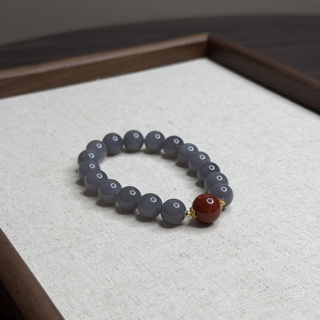 【观山海】和田玉烟紫帝王紫显白小众南红新中式手串10mmL1421